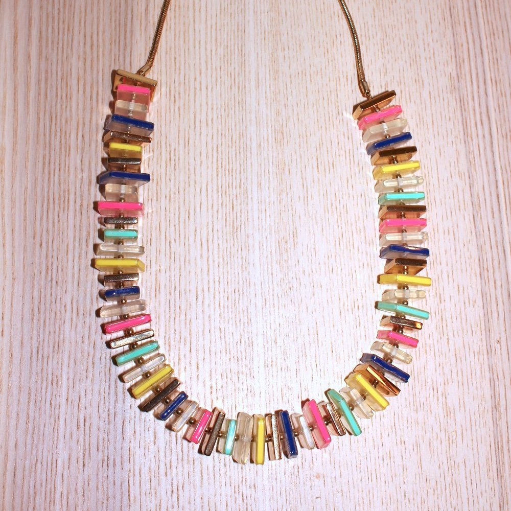 kate spade Multicolor Long Square Bead Gold Necklace